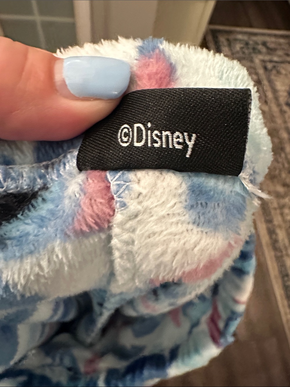 Disney Blue, Navy & Pink Stitch Plush Pajama Pants - Picture 7 of 10